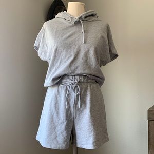 Two piece sweatshirt and short lounge set